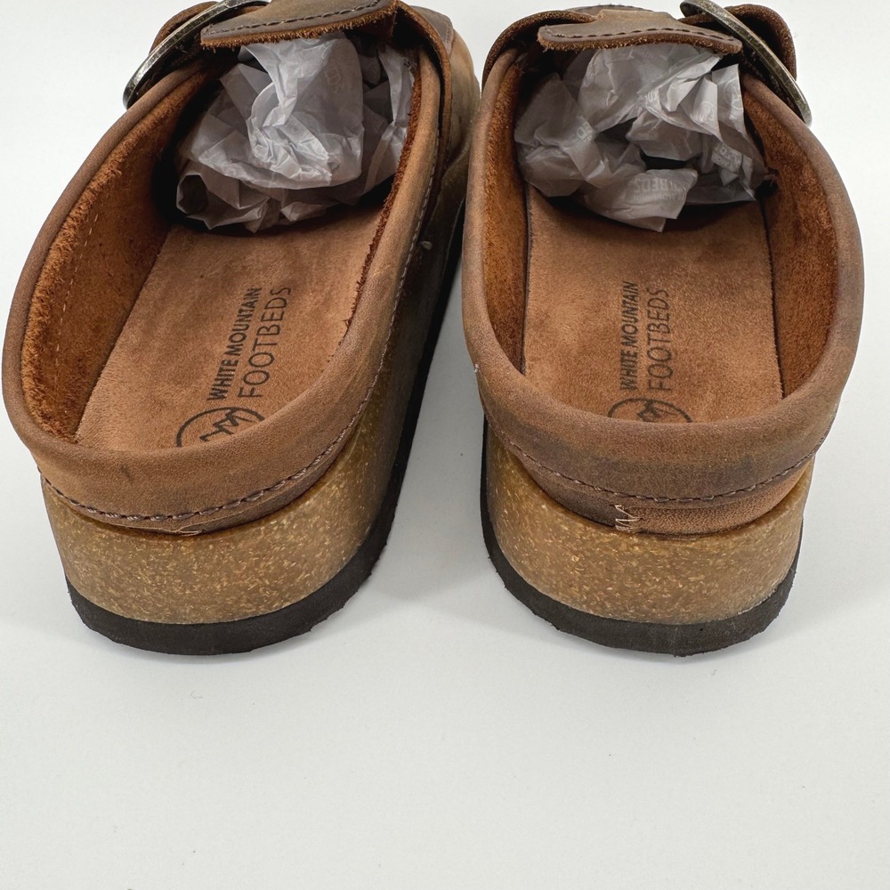 White Mountain Bueno Clogs Size 10 Brown Leather Buckle Comfort Mules W33951-979 - Picture 7 of 8